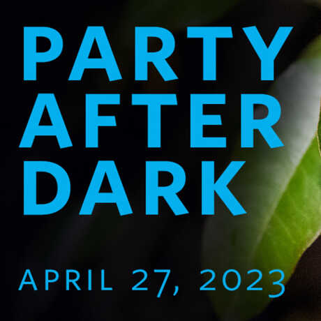Party After Dark graphic with reptile on leaf