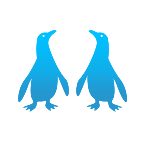 Pocket Penguins logo features two stylized blue penguins face to face
