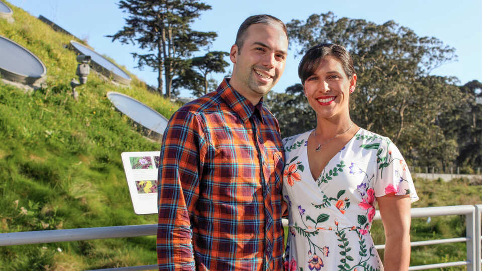 Academy donors Domenic and Lauren Narducci on the Living Roof