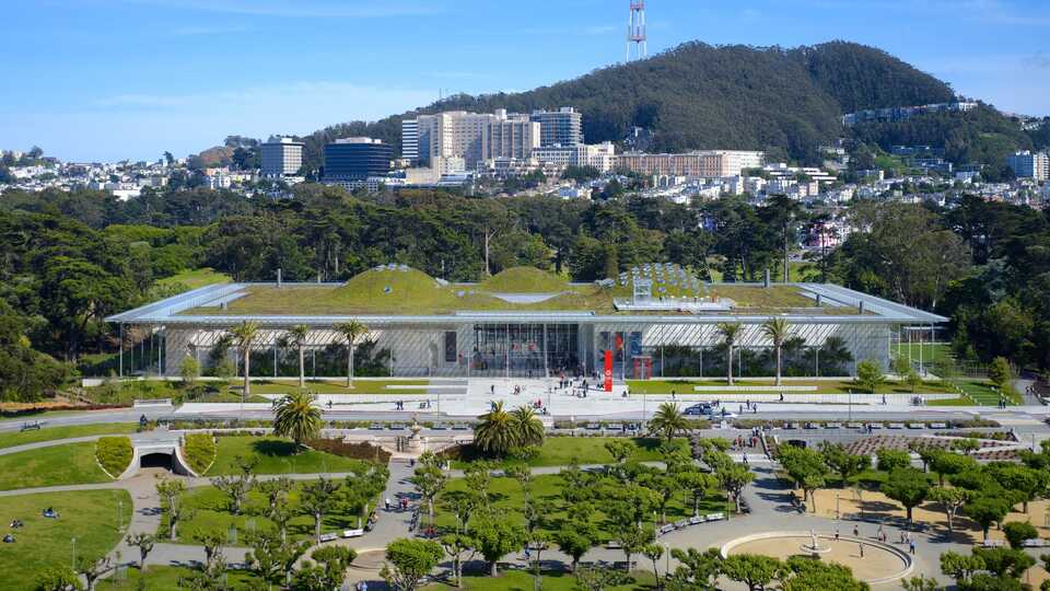 Aerial view of the California Academy of Sciences